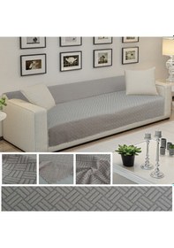 Resim Kaymaz Tabanlı Koltuk Örtüsü 175x215 Cm Altı Polarlı, Örme Kumaş, Çekyat Ve Kanepe Uyumlu Antrasit 