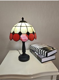 Resim Yüceeller Vitray Abajur Masa Lambası El Yapımı Kırmızı 