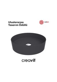 Resim Creavit Loop Yuvarlak Çanak Lavabo Ø45 Cm Mat Antrasit Lp145-00am00e-0000 