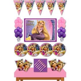 Resim Rapunzel 16 Kişilik Afişli Doğum günü süsleri parti seti ekonomik 