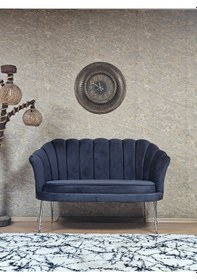 Resim Zafir İkili İstiridye Krom Kaplama Telli Ayak Çay Seti Koltuk Tekli Berjer , İkili Berjer Koltuk Füme 