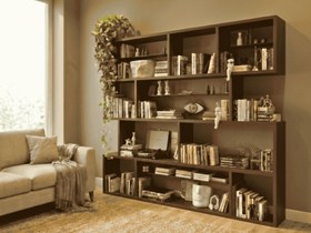 Resim WOODESK YONCA MASİF AHŞAP KİTAPLIK, CEVİZ RENK, 200X200 CM 
