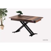 Resim Sweet Home Masa Sandalye Açılır Milano Masa Mdf X Siyah Metal Ayak ( Ortadan Açılır ) 70x120 Cm 