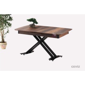 Resim Sweet Home Masa Sandalye Açılır Milano Masa Mdf X Siyah Metal Ayak ( Ortadan Açılır ) 70x120 Cm 