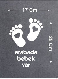 Resim Arabada Bebek Var Sticker - Araba Oto Araç Cam Sticker - 02502 25x17 Cm 