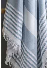 Resim Pamuklu Mavi Renk Peştemal 