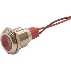 Resim Motorobit 12L-P1 12Mm 12-24V Kablolu Metal Sinyal Lambası - Kırmızı 