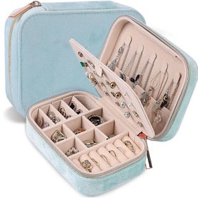 Resim Mdl1-kadife Mavi Takı Kutusu Yeni Tasarım Fermuarlı Düzenleyici 