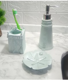 Resim DENİZ FENERİ MAVİ MODEL 3 LÜ BANYO SETİ Mavi 