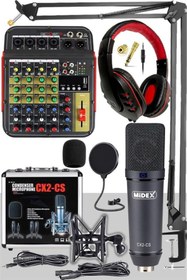 Resim Hype Store Midex Wizard Paket-2 CX2 Stüdyo Mikrofon MDX-04FXU Stüdyo Kayıt Mikseri Kulaklık Ekipman Seti 