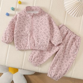 Resim Qidan Seçilmiş + 2 Parça Yüksek Yaka Çiçek Desenli Kız Çocuk Takımı, Yeni İlkbahar/Sonbahar/Kış Modası, Dış Mekan İçin Mükemmel 