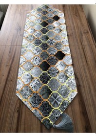 Resim Gri Moroccan Desenli Runner & Gri Supla Çok Renkli 