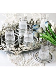 Resim Elta Collection Handmade Gümüş Işlemeli 6 Kişilik Çay Seti Gümüş 