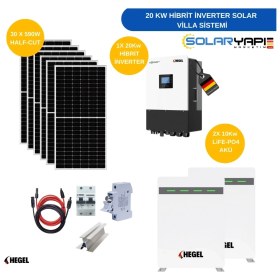 Resim Hegel Villa Güneş Enerjisi Hazır Paket Sistem -20KW Hibrit Güneş Paneli Sistemi 