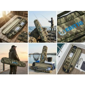 Resim Editto Kamuflaj Desenli Su Geçirmez Kumaş Olta ve Kamış Taşıma Çantası 1118CM 