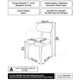 Resim Canisa Laos Serisi 4 Adet Krem Mutfak Sandalyesi Gold Kaplama Metal Ayak 1.sınıf Babyface Kumaş Krem Sandalye Gold Ayak 