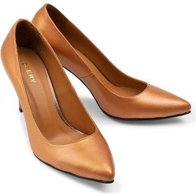Resim Deery Hakiki Deri Bronz Rengi Stiletto Kadın Topuklu Ayakkabı - D2029zbrnm01 Bronz 
