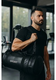 Resim Suni Deri Unisex Askılı Silindir Spor Çantası Fitness Çantası Çok Renkli 