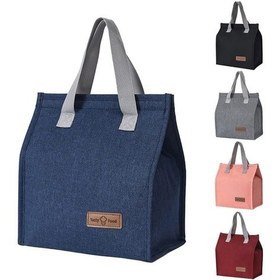 Resim Yalıtımlı Öğle Yemeği Çantası Tote Çantalar Sızdırmaz Su Geçirmez Soğutucu Çanta Geniş Açık Termal Öğle Yemeği Çantası Piknik/iş/okul İçin, Mavi Çok Renkli 