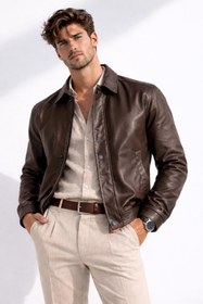 Resim Freemen Erkek Beli Lastikli İç Cepli Suni Deri Bomber Oversize Ceket 