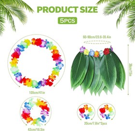 Resim Nessiworld Çocuk Hawaii Kostüm Seti - Yaprak Etek &amp; Hawaii Set - 5 Parça 