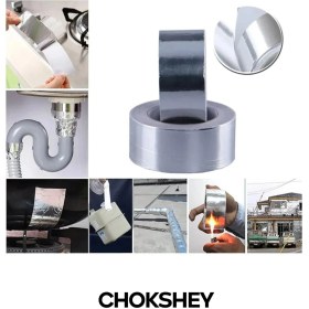 Resim Alüminyum Yanmaz Folyo Bant Suya Sıcaklığa Dayanıklı Tamir Soba Boru Yama 44MM 20MT - 1 Adet 