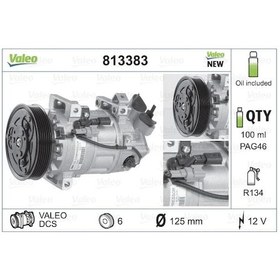 Resim VALEO 813383 Klima Kompresörü CLIO IV 13- 1.5 DCI Captur 13- 1.5 DCI 
