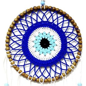 Resim Nazar Boncuğu Desenli Kuş Tüylü El Yapımı Düş Kapanı Duvar Süsü 