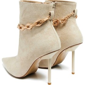 Resim Bestello Ince Topuklu Neolit Taban Topuklu Bot 281-8012 Kadın Bot Bej Suet 