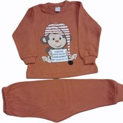 Resim Neşeli Bebek Kiremit Unisex Maymun Pijama Takımı 18-24 Ay 