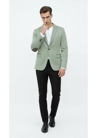 Resim Plus Scorpion Haki Erkek İtalyan Kesim Blazer Ceket Kol Yamali, Slim Fit, Şık Ve Modern Tasarım Haki Yeşil 