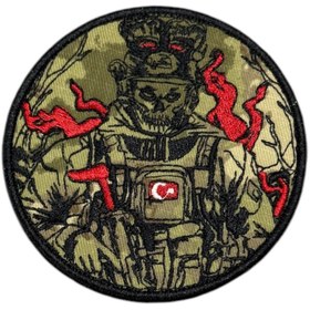 Resim Ex Patch Kamuflaj Zemin Alevli Avcı Asker Arması Patch 9 Cm 
