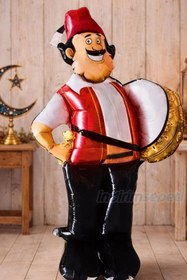 Resim Ramazan Davulcusu Folyo Balon 118z76 cm | Ramazan Bayramı Süsleme Dekoru | Büyük Boy Şişme Balon 