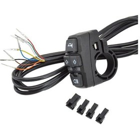 Resim Yunboo 48v Elektrikli Bisiklet Anahtarı - 22mm Direç İçin, Ip65 Su Geçirmez, Işık+hoparlör+yön Belirti Fonksiyonu, Siyah Plastik, 8 Çekirdekli Tel 