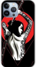 Resim MRCİLETİSİMmrc-190259 Samurai Girl Kılıf Baskılı Kapak Tam Kaplayan Mat Seramik iPhone 13 Pro Max ile uyumlu 