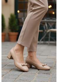 Resim Ayakmod Bej Cilt Fiyonk Kurdeleli Kadın Topuklu Ayakkabı 519081 Z BEJ CILT 