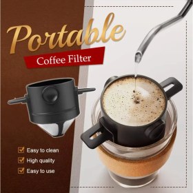 Resim Outdoor Kahve Demleme Filtresi Potu Pour Over Katlanır 
