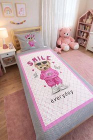 Resim Evmila Sevimli Ayıcık Desenli Pike - 160 x 230 Cm Pike + 50 x 70 Cm Yastık Kılıfı 