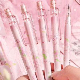 Resim 5 Adet Mekanik Kurşun Kalem 0.5mm & 0.7mm Çift Uçlu - Dayanıklı Plastik Gül Desenli Tasarım, Siyah - Okul, Ofis ve Günlük Yazı için İdeal 