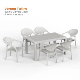 Resim Verona 90x150 Masa Takımı Camsız Beyaz 