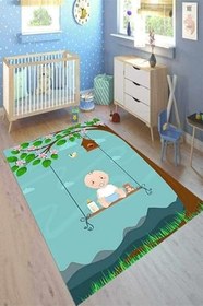 Resim Çocuk Eko Punto Kaymaz Dot Tabanlı Yıkanabilir Antibakteriyel Dijital Baskı Çocuk Halısı, 160 x 300 CK-10042A-EKOPNT 