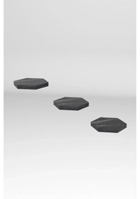 Resim Uslucan Alışveriş Duvar Rafı Dekoratif 3 Adet Çiçeklik Altıgen Siyah Mermer Desen 