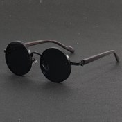 Resim Günlük Cazibe | Ahşap Desenli, Siyah Demir Alaşımlı Çerçeve ve Dayanıklı PC Lensli Retro Yuvarlak Çerçeve Moda Gözlükler, Günlük Tarz ve Konfor için, Gözlük Aksesuarları 