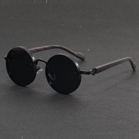 Resim Günlük Cazibe | Ahşap Desenli, Siyah Demir Alaşımlı Çerçeve ve Dayanıklı PC Lensli Retro Yuvarlak Çerçeve Moda Gözlükler, Günlük Tarz ve Konfor için, Gözlük Aksesuarları 