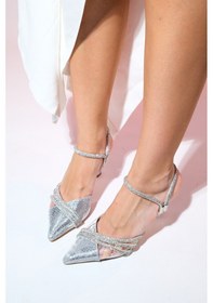 Resim Luvishoes Lavıe Gümüş Desenli Şerit Taşlı Kadın Abiye Ayakkabı 