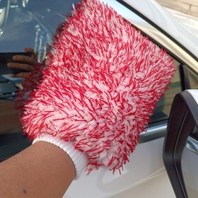 Resim Ultra-Yumuşak Mercan Polar Araba Yıkama Eldiveni - Büyük, Renkli Peluş Mikrofiber Temizlik Eldiveni Otomatik Bakım için 