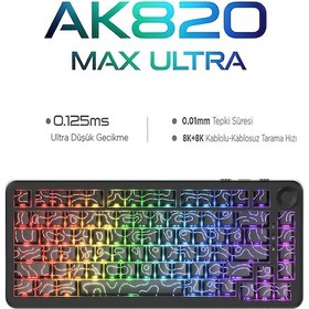 Resim Ak820 Max Ultra 3 Modlu Manyetik Switch Klavye-8+8k Tepkime Süresi-128 K Tarama Hızı Web Driver 