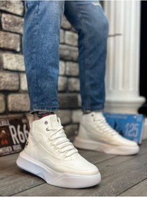 Resim BOA BA0318 Bağcıklı Erkek Yüksek Taban Beyaz Spor Bot 