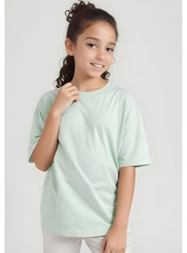 Resim Fyk Kids Kız Çocuk Yuvarlak Yaka Penye T-shirt Mint Yeşil 