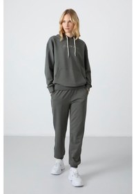 Resim Tommy Life Çağla Kapüşonlu Kanguru Cep Oversize Lastik Paça Kadın Eşofman Takımı - 95288 Çağla 